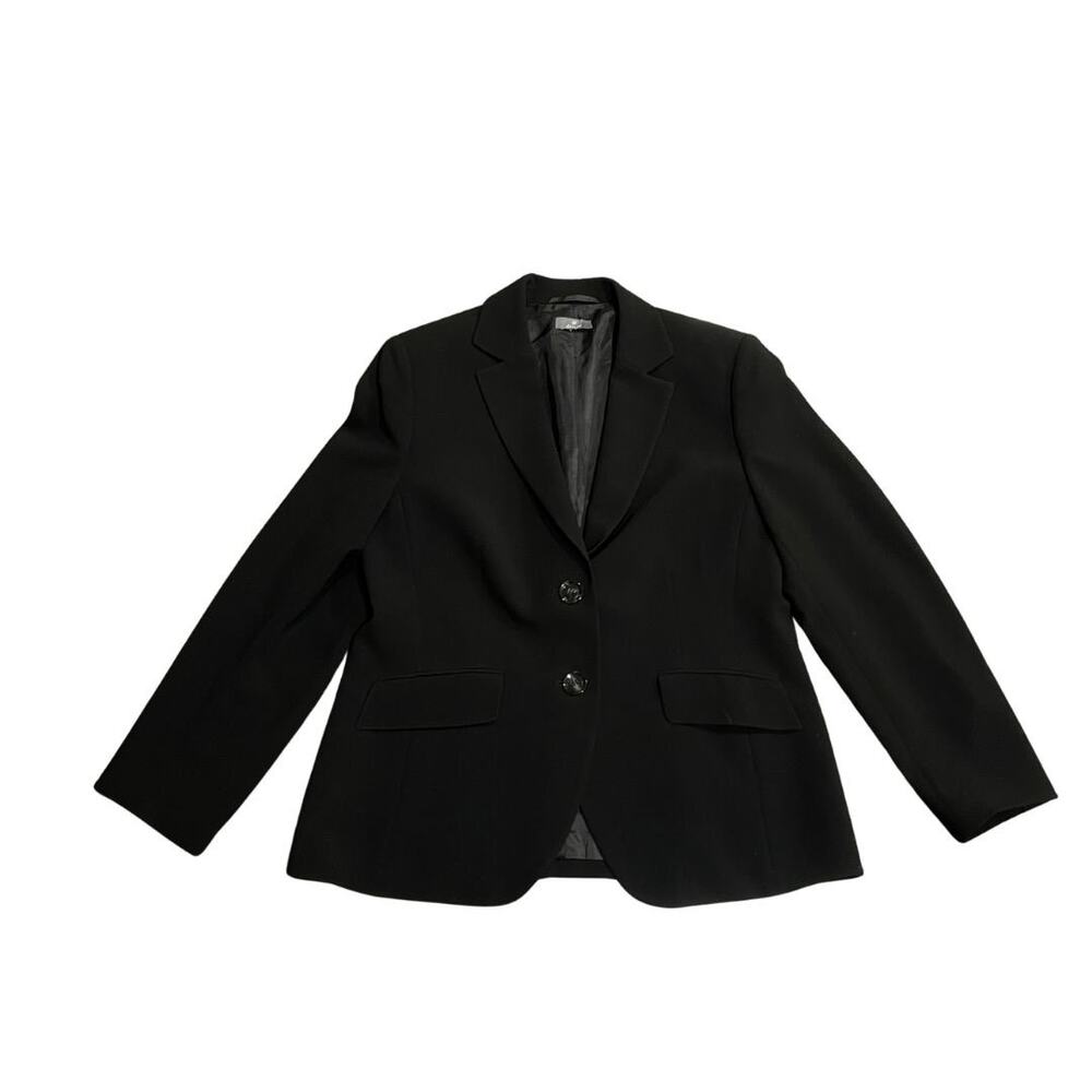 Basler Women's Black Blazer 3 Button Jacket 42 Career Office Professional Chic